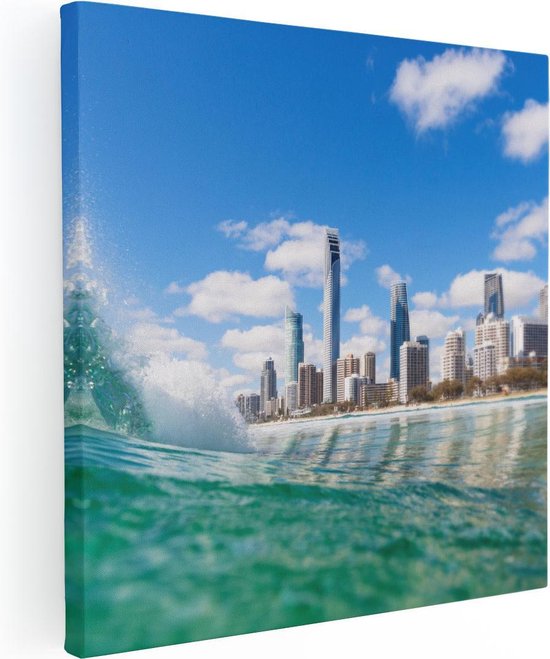 Artaza Canvas Schilderij Golf aan de Gold Coast  - 30x30 - Klein - Foto Op Canvas - Canvas Print