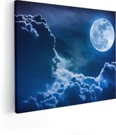 Artaza Canvas Schilderij Volle Maan bij Wolken - 50x40 - Foto Op Canvas - Canvas Print