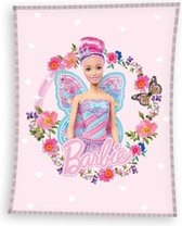 deken Barbie 110 x 140 cm fleece roze