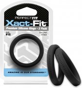 #16 Xact-Fit Cockring 2-Pack - Black - Cock Rings