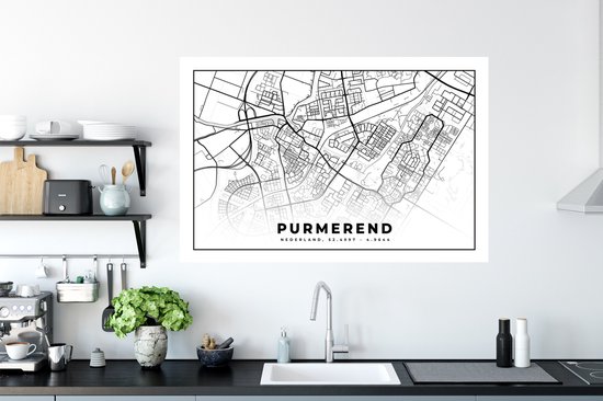 Stickers muraux - Carte - Purmerend - Nederland - 120x80 cm - Feuille adhésive