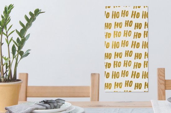 Peinture sur toile Citations - Père Noël - Dictons - Ho ho ho - Or - 20x40 cm - Décoration murale
