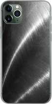Geschikt voor iPhone 11 Pro Max hoesje - Metaal print - Zilver - Zwart - Wit - Siliconen Telefoonhoesje