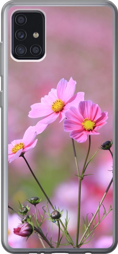 Foto: Geschikt voor samsung galaxy a52 5g hoesje bloemen buiten roze siliconen telefoonhoesje