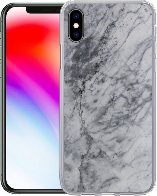 Coque iPhone Xs Max - Marbre - Pierre - Grijs - Siliconen