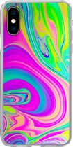 Geschikt voor iPhone X hoesje - Vormen - Kleur - Kunst - Psychedelisch - Siliconen Telefoonhoesje