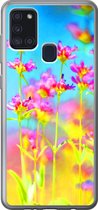 Geschikt voor Samsung Galaxy A21s hoesje - Bloemen - Kunst - Psychedelisch - Siliconen Telefoonhoesje