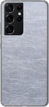 Geschikt voor Samsung Galaxy S21 Ultra hoesje - Metaal print - Grijs - Krassen - Siliconen Telefoonhoesje