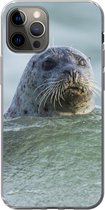 Geschikt voor iPhone 12 Pro hoesje - Noordzee - Zeehond - Water - Siliconen Telefoonhoesje