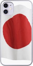 Geschikt voor iPhone 11 hoesje - De vlag van Japan op een witte achtergrond - Siliconen Telefoonhoesje