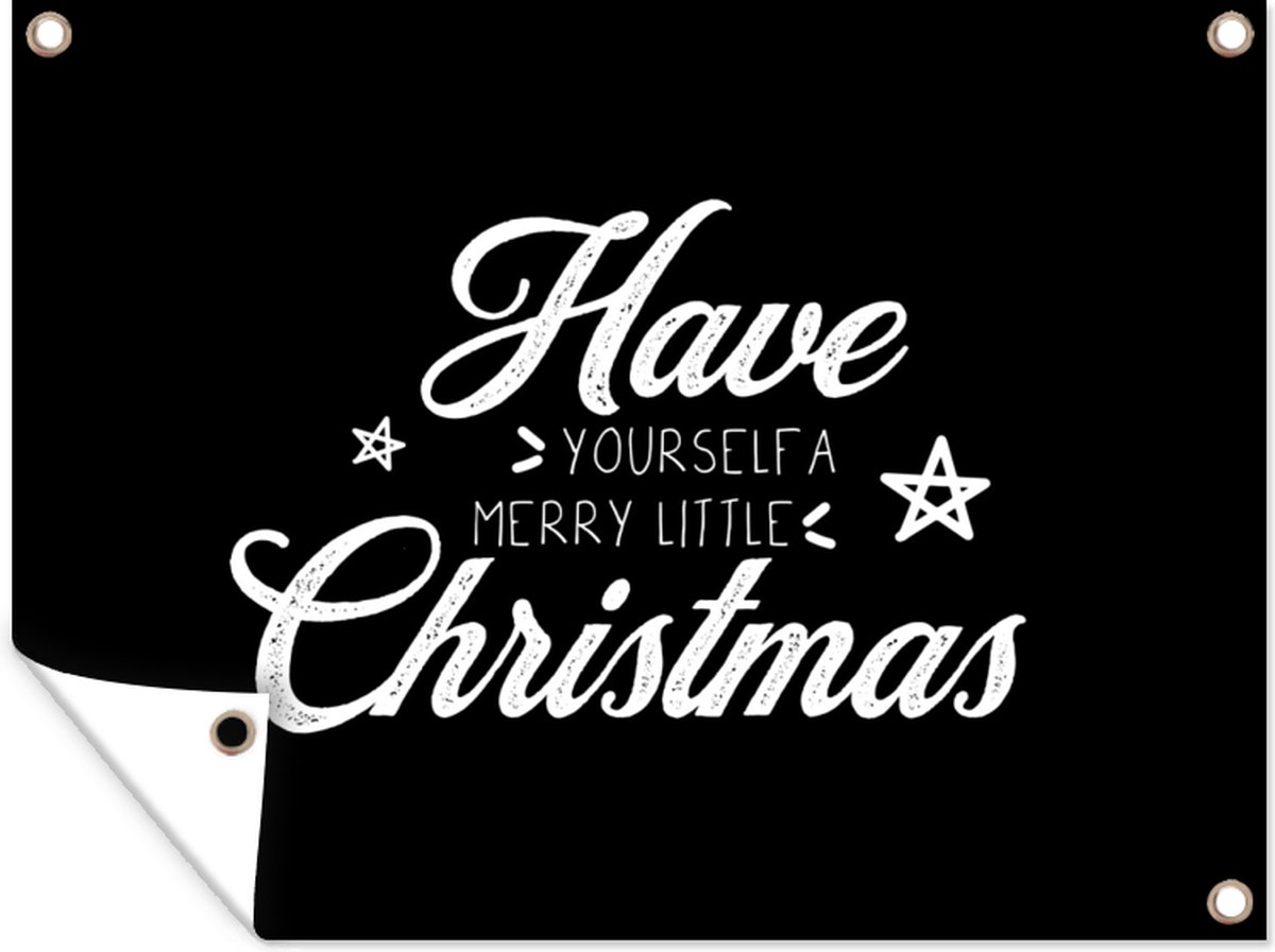 Tuindecoratie kerst tuindoek met opschrift "Have yourself a merry little Christmas" - 40x30 cm.