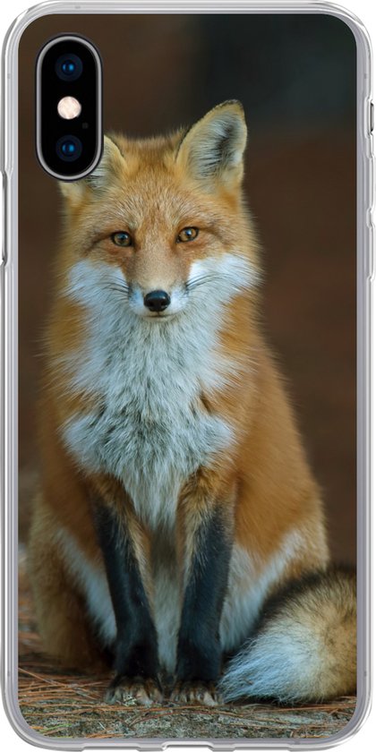 Geschikt voor iPhone X hoesje - Vos - Macro - Rood - Siliconen Telefoonhoesje