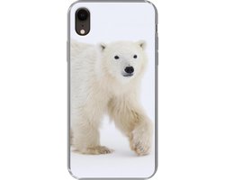 Telefoonhoesje Geschikt voor iPhone XR hoesje - IJsbeer - Sneeuw - Wit - Siliconen Telefoonhoesje