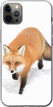 Geschikt voor iPhone 13 Pro Max hoesje - Vos - Sneeuw - Winter - Siliconen Telefoonhoesje