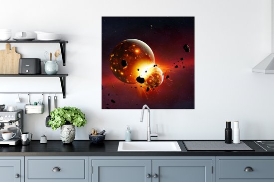 Muurstickers - Sticker Folie - Een illustratie van een jonge aarde - 80x80 cm - Plakfolie - Muurstickers Kinderkamer - Zelfklevend Behang - Zelfklevend behangpapier - Stickerfolie