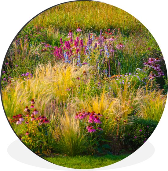 Cercle mural - Cercle mural - Herbe ornementale à fleurs colorées - Aluminium - ⌀ 30 cm - Intérieur et Extérieur
