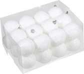 60x stuks kerstversiering witte sneeuw effect kerstballen 5-6-7 cm - Pakket - Kunststof