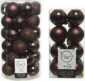 Kerstversiering kunststof kerstballen donkerbruin 4-6 cm pakket van 53x stuks - Kerstboomversiering