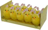10x stuks gele paaskuikentjes met konijnenoortjes 6 cm - Paasversiering / Paasdecoratie