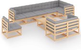 Decoways - 10-delige Loungeset met kussens massief grenenhout