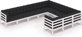 Decoways - 10-delige Loungeset met kussens massief grenenhout wit