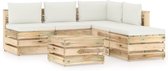 Decoways - 6-delige Loungeset met kussens groen geïmpregneerd hout