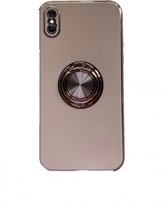 iPhone X/Xs hoesje met ring - Kickstand - iPhone - Goud detail - Handig - Hoesje met ring - 5 verschillende kleuren - Zalm roze - Grijs/blauw - Donker groen - Zwart - Paars