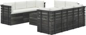 vidaXL 9-delige Loungeset met kussens pallet massief grenenhout