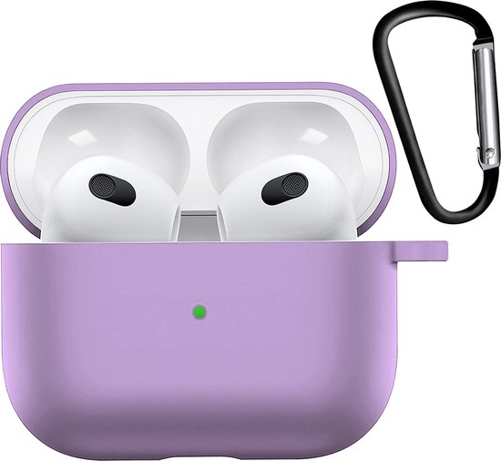 Hoesje Geschikt voor AirPods 3 Hoesje Siliconen Case Hoes - Hoesje Geschikt voor Apple AirPods 3 Case - Lila