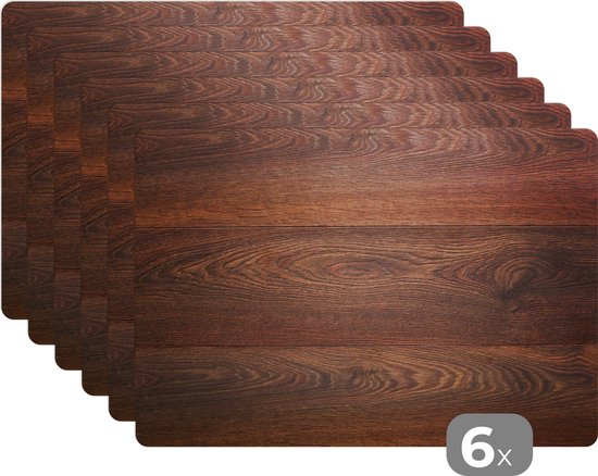 Set de table - Structure en bois lisse marron foncé - 45x30 cm - 6 pièces
