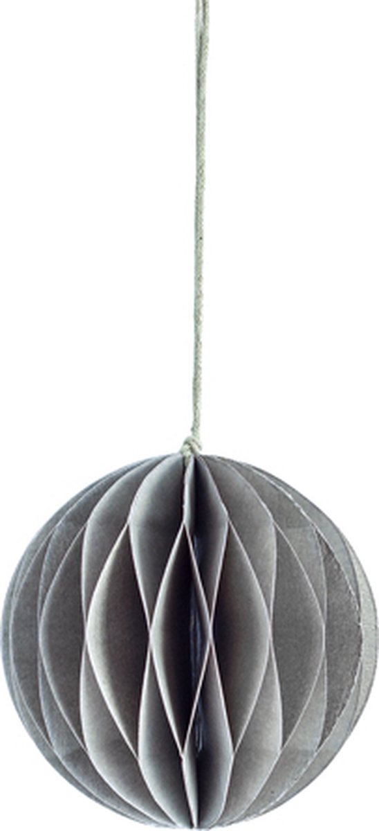 Storefactory ronde kersthanger grijs groot - KerstaccessoiresKerstornamenten - papier - Ø 8 centimeter