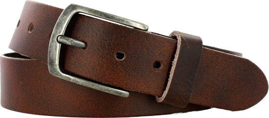 Riem en cuir pour hommes/femmes | 4 cm de large | Taille de la ceinture : 115 cm | 100% cuir véritable | Couleur: rouge-brun | Boucle sans nickel