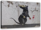 Trend24 - Canvas Schilderij - Rat Paw Banksy Street Art - Schilderijen - Reproducties - 120x80x2 cm - Zwart