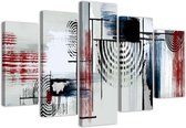 Trend24 - Canvas Schilderij - Shields - Vijfluik - Abstract - 150x100x2 cm - Grijs