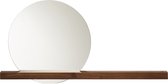 WELD & CO - WALNUT 01 Wall Mirror - Walnoot fotolijstplank met wandspiegel - 100x7,5xh4cm (Ø50cm)