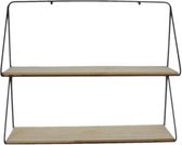 Draadmodel Wandrek - 2 laags - Hout met Metalen frame - Industrieel - Trendy Wandplank