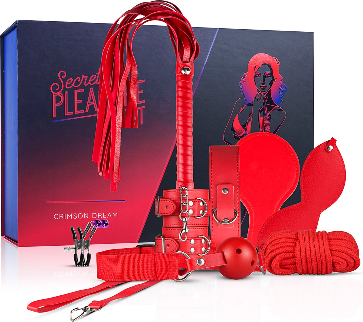 Coffret et Pack SM Erotique Kit de bondage BDSM 7 en 1 Rouge