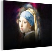 Wanddecoratie Metaal - Aluminium Schilderij Industrieel - Meisje met de parel - Vermeer - Mist - 160x120 cm - Dibond - Foto op aluminium - Industriële muurdecoratie - Voor de woonkamer/slaapkamer