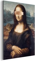 Wanddecoratie Metaal - Aluminium Schilderij Industrieel - Mona Lisa - Da Vinci - Roségoud - 60x80 cm - Dibond - Foto op aluminium - Industriële muurdecoratie - Voor de woonkamer/slaapkamer