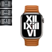 Geschikt voor Apple Watch Bandje - Leather Link PU Leer - Apple iWatch Series 1/2/3/4/5/6/SE/7 - 38/40/41mm - Goudbruin