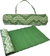 JEMIDI Gewatteerde strandmat en zwembadmat 60cm x 180cm zonder kussen - Groen/Gekarteld