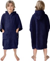 HOMELEVEL badstof poncho voor kinderen - Voor jongens en meisjes van 6 tot 9 jaar - Met capuchon en kangoeroezak - Strandponcho van 100% katoen