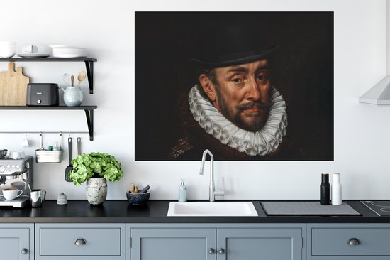 Muurstickers - Sticker Folie - Willem van Oranje - Adriaen Thomasz - Hoed - 120x90 cm - Plakfolie - Muurstickers Kinderkamer - Zelfklevend Behang - Zelfklevend behangpapier - Stickerfolie