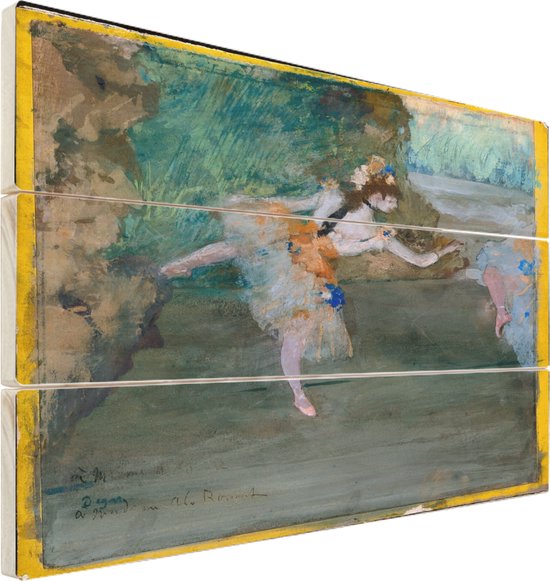 Wanddecoratie hout - Dancer Onstage - Schilderij van Edgar Degas - 80x60 cm