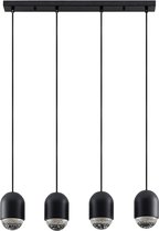 Lucande - hanglamp - 4 lichts - ijzer, glas - GU10 - zwart, helder