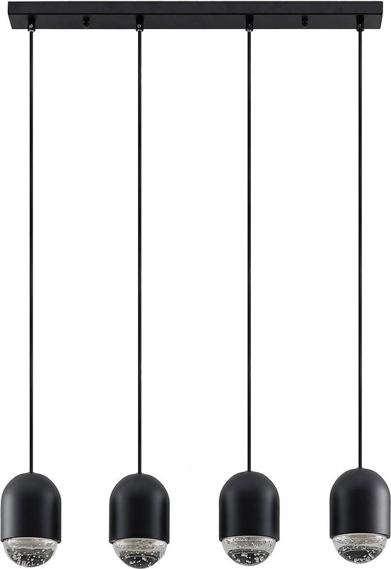 Lucande - hanglamp - 4 lichts - ijzer, glas - GU10 - zwart, helder