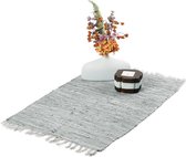 Relaxdays Vloerkleed katoen - karpet - voor binnen- tapijt - div. groottes - effen - grijs - 60x90cm