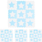 Relaxdays 36x speelmat foam sterren - puzzelmat - speelkleed - vloermat schuim - blauw-wit