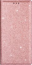 Hoesje geschikt voor iPhone 13 - Bookcase - Pasjeshouder - Portemonnee - Glitter - TPU - Rose Goud