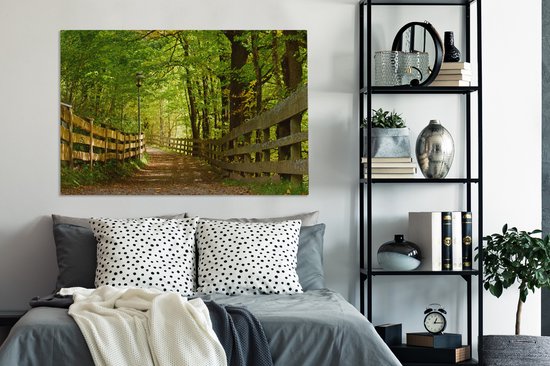 Canvas Schilderij Laantje in de zomer - 120x80 cm - Wanddecoratie